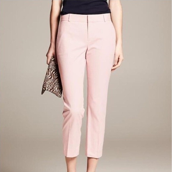 Banana Republic Pants - Banana Republic Harrison Pink Straight Leg Cropped Stretch Pants Size 10‎